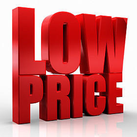 孤立在白色背景上的 3d 价格低字