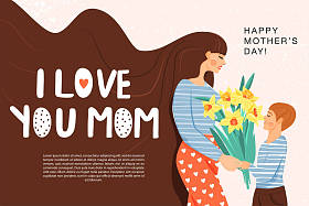 儿子送给母亲一束水仙花. 图片