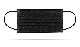 在白色背景上隔离的黑流感面膜。污染防治口罩。（剪切路径)