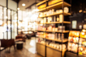 抽象模糊咖啡店内部背景图片