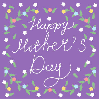 賀卡與葉子，鮮花為母親節(jié)設(shè)計(jì)模板