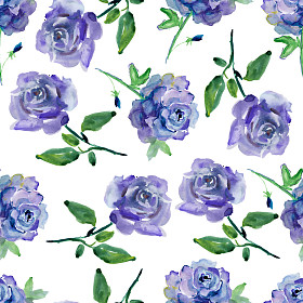 无缝的水彩绘画。抽象水彩复古手绘背景。蓝色的花的图案。水彩绘画