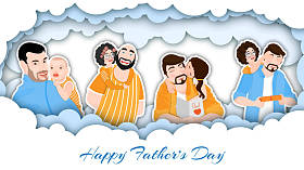 快乐父亲节海报或贺卡贴纸设计，vecto