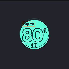 折扣高达80%的标签矢量模板设计插图