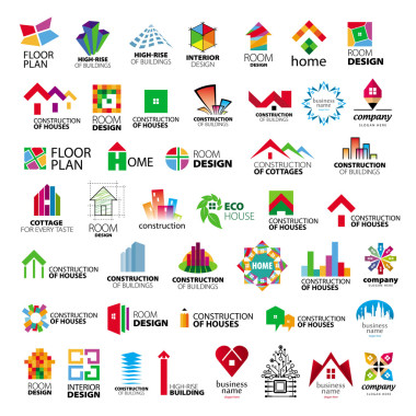 矢量標(biāo)志建筑和家居改善的集合