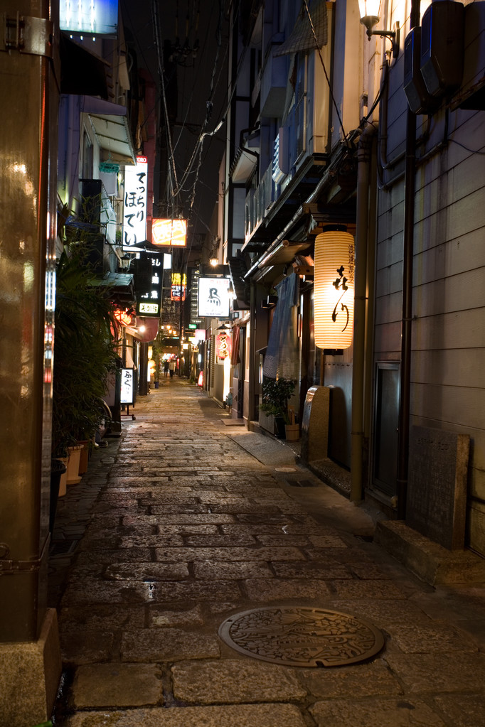 夜巷。大阪。日本