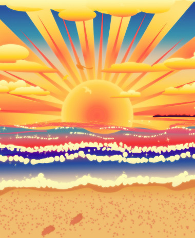 在熱帶海灘日落