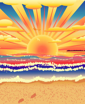 在热带海滩日落