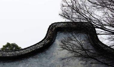 福州复古风格 古建筑墙与树