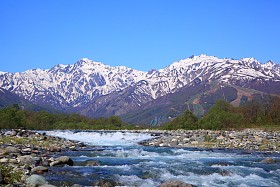 日本阿尔卑斯山与河图片