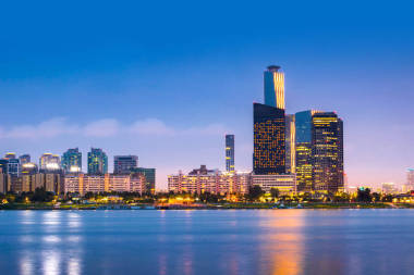 首尔城市和摩天大楼, 汝矣岛在晚上, 韩国