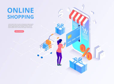 网上商店，购物，网上支付。主页模板，带 3