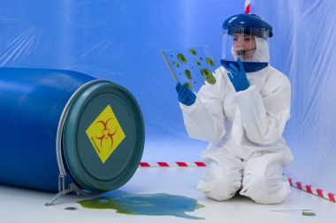在工作的女性生物危害專家