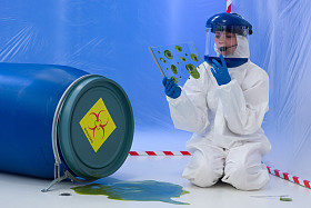 在工作的女性生物危害专家