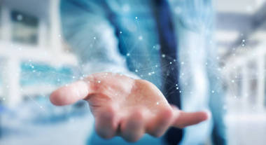 使用帶點(diǎn)的浮動(dòng)數(shù)字網(wǎng)絡(luò)連接的商人