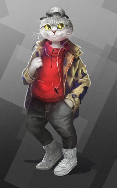 帶耳機的時尚貓