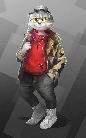 带耳机的时尚猫