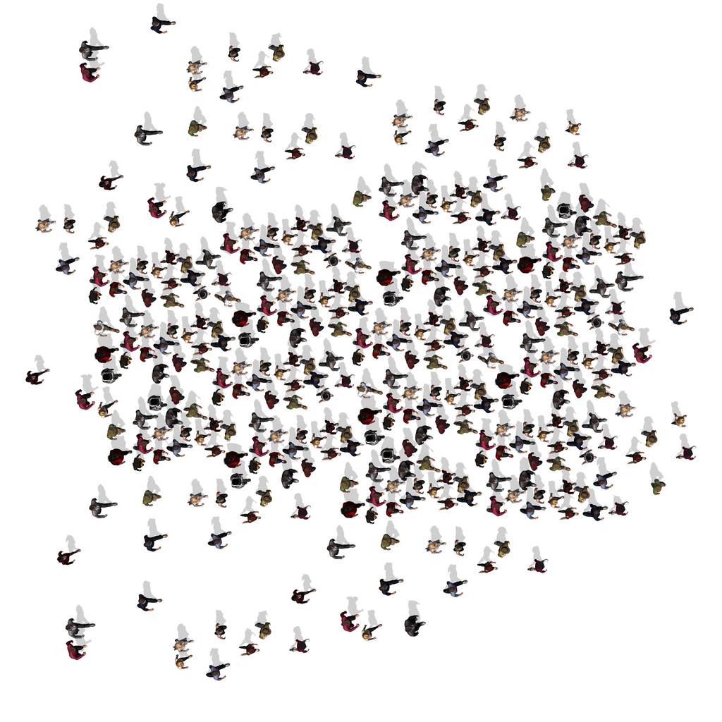 一大群人朝一个方向行走 - 顶视图 - 隔离在白色背景 一大群人朝一个方向行走 - 顶视图 - 隔离在白色背景