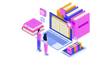 在线数字图书馆等轴测，网上书店，电子学习，电子书。矢量插图