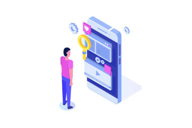 Web seo 優(yōu)化插圖概念等軸測。著陸頁模板。網(wǎng)頁橫幅、網(wǎng)頁、橫幅、演示文稿、社交媒體、文檔、卡片、海報的貼紙