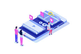 Web seo 优化插图概念等轴测。着陆页模板。网页横幅、网页、横幅、演示文稿、社交媒体、文档、卡片、海报的贴纸