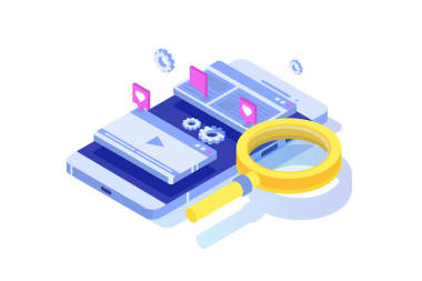 Web seo 優(yōu)化插圖概念等軸測。著陸頁模板。網(wǎng)頁橫幅、網(wǎng)頁、橫幅、演示文稿、社交媒體、文檔、卡片、海報(bào)的貼紙