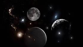 行星和星系，科幻壁纸。深空之美。宇宙中数十亿星系 宇宙艺术背景