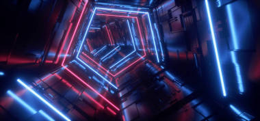 霓虹燈 淡紫色 藍色 超 五角大廈三角細科幻