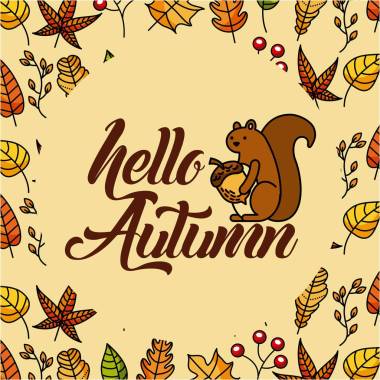 你好秋天的賀卡圖片