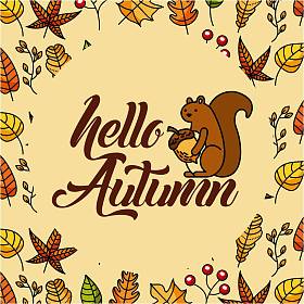 你好秋天的贺卡图片