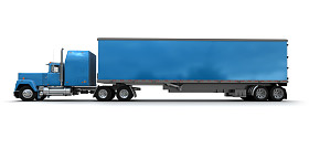 大蓝拖车卡车的侧视图