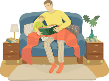 爸爸和他的儿子读了一本书。赫格风