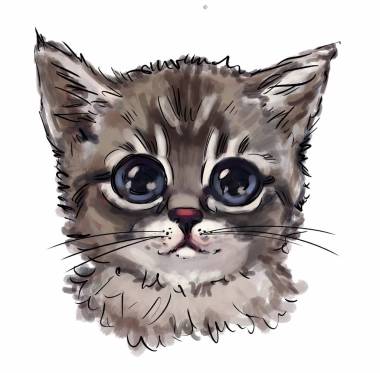 可愛的貓最好的T恤印花。服裝設(shè)計的兒童插圖。動畫打印。美麗的小貓在白色背景，畫手