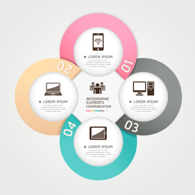 现代通信技术圈子折纸样式选项横幅.
