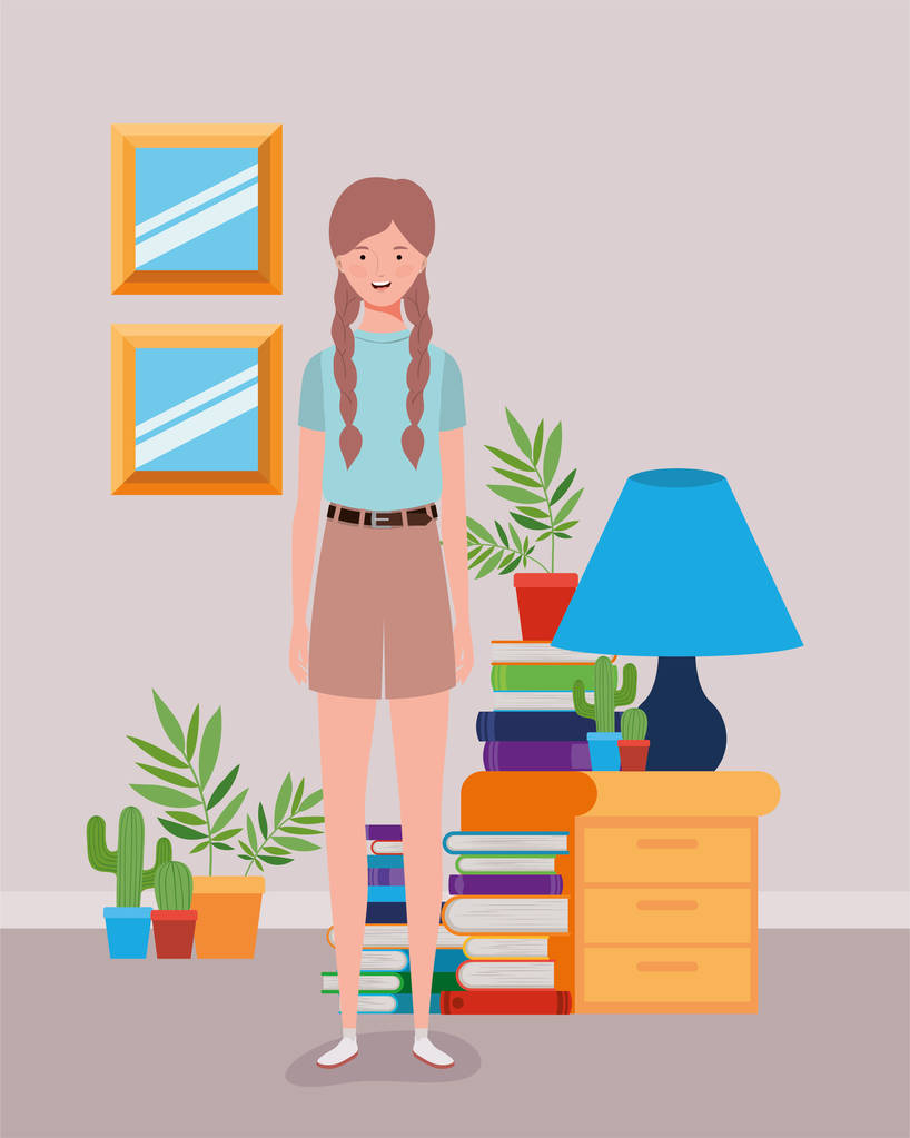 年轻和美丽的女孩在房子字符图片 年轻和美丽的女孩在房子字符图片