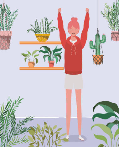 年轻和美丽的女孩在花园字符