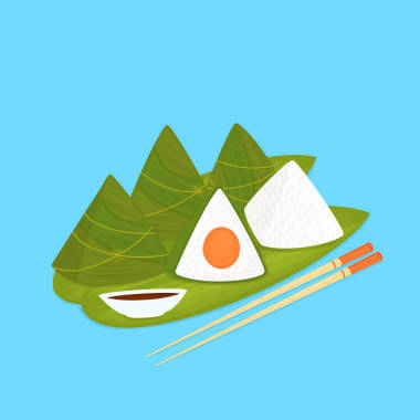 粽子。用竹葉包著的中國餃子