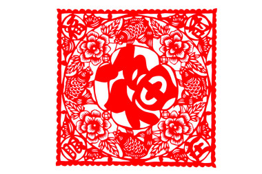中國民間剪紙-四魚舉行祈福，眼中的祝福