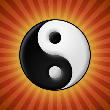 紅色光線背景上賢楊符號(hào)