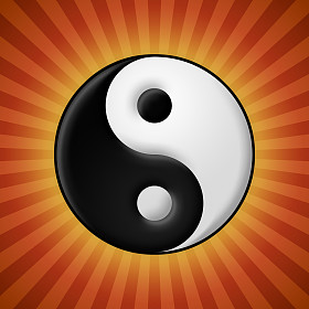 红色光线背景上贤杨符号