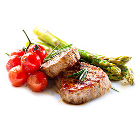 烤的牛肉牛排肉白上