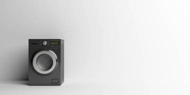 衣服洗衣家電。洗滌，烘干機(jī)黑色在白色。3d 插圖