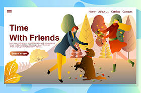 时间在一起的概念。秋季着陆页矢量