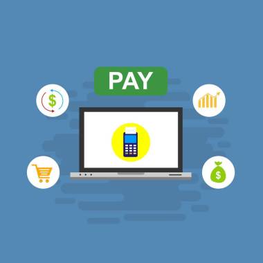 概念在線和移動(dòng)支付網(wǎng)頁(yè), 社交媒體, 文件, 卡片, 海報(bào)。矢量插圖 pos 終端使用智能手機(jī)、移動(dòng)支付、網(wǎng)上銀行確認(rèn)付款