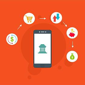 概念在线和移动支付网页, 社交媒体, 文件, 卡片, 海报。矢量插图 pos 终端使用智能手机、移动支付、网上银行确认付款