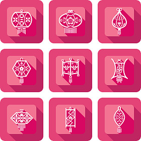 当代中国的灯笼设计图标集