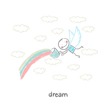 男孩的夢想在天空中飛行圖片