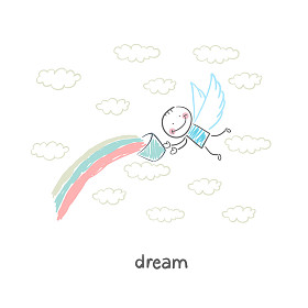 男孩的梦想在天空中飞行图片