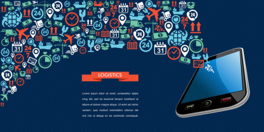 航運(yùn)物流 app 文本功能區(qū)移動圖標(biāo)飛濺 illustrati