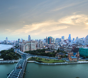 美丽黄昏时分上海外滩